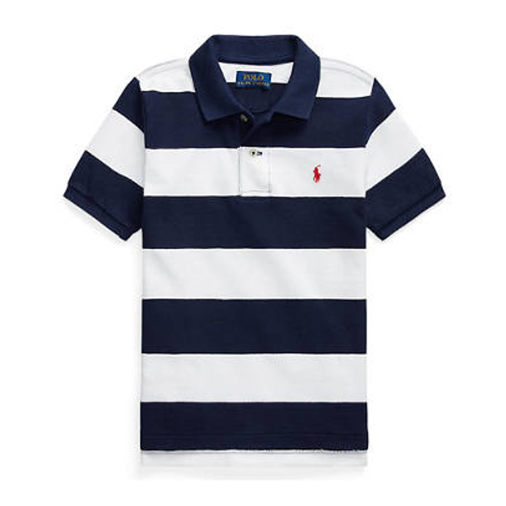 Toddler Boy's 'Striped Cotton Mesh' Polo Shirt