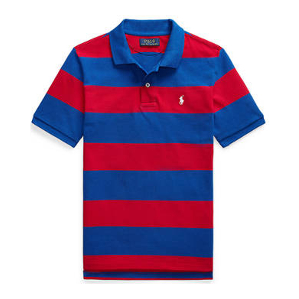 Big Boy's 'Striped Cotton Mesh' Polo Shirt