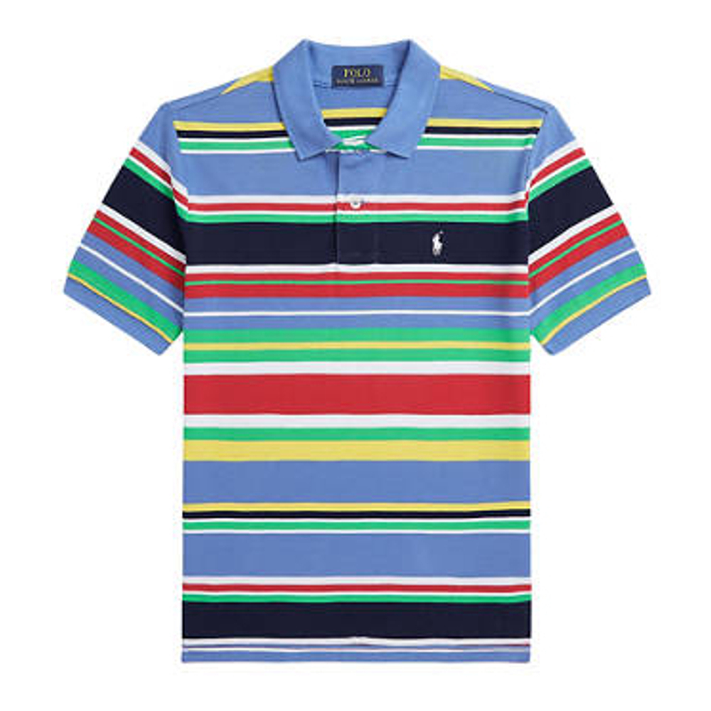 Big Boy's 'Striped Cotton Mesh' Polo Shirt