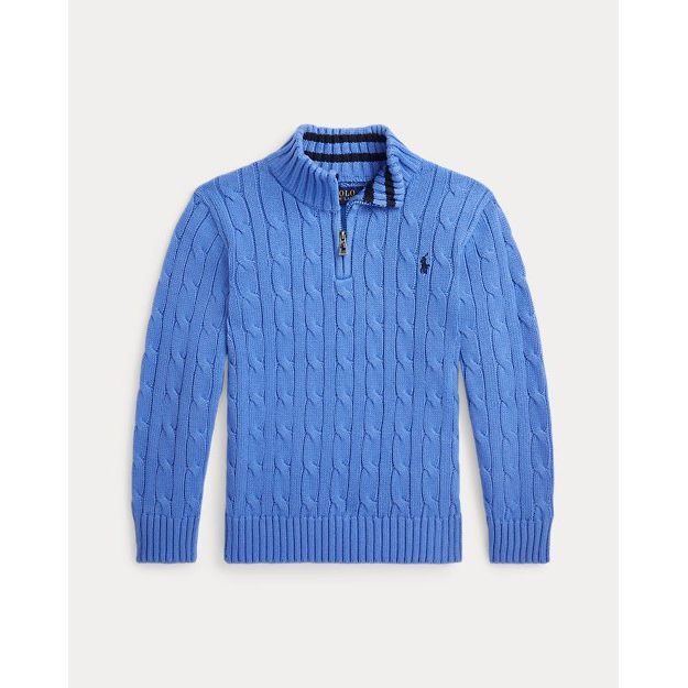 Little Boy's 'Cable-Knit Cotton Quarter-Zip' Sweater