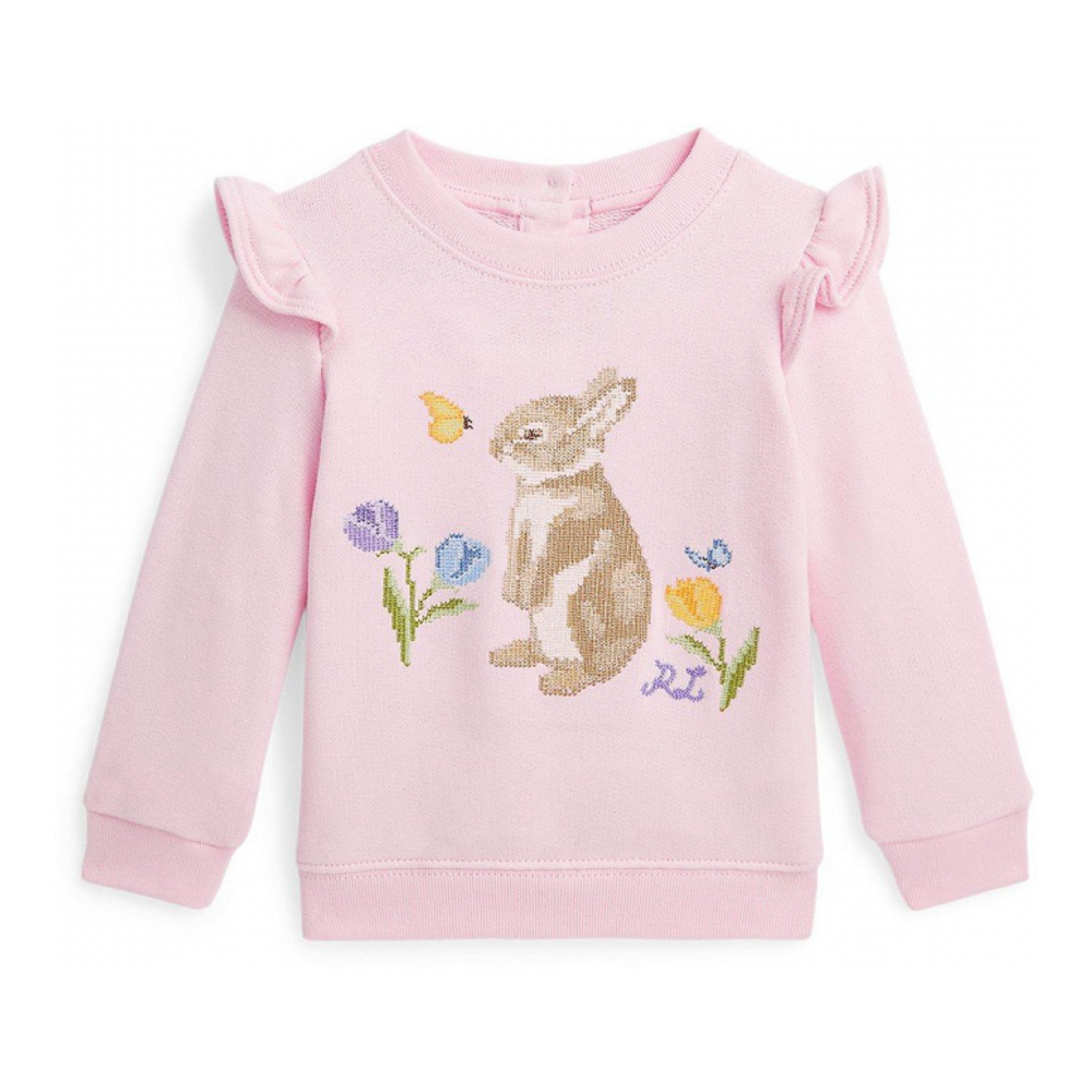 Baby Girl's 'Ruffled Bunny Terry' Sweater