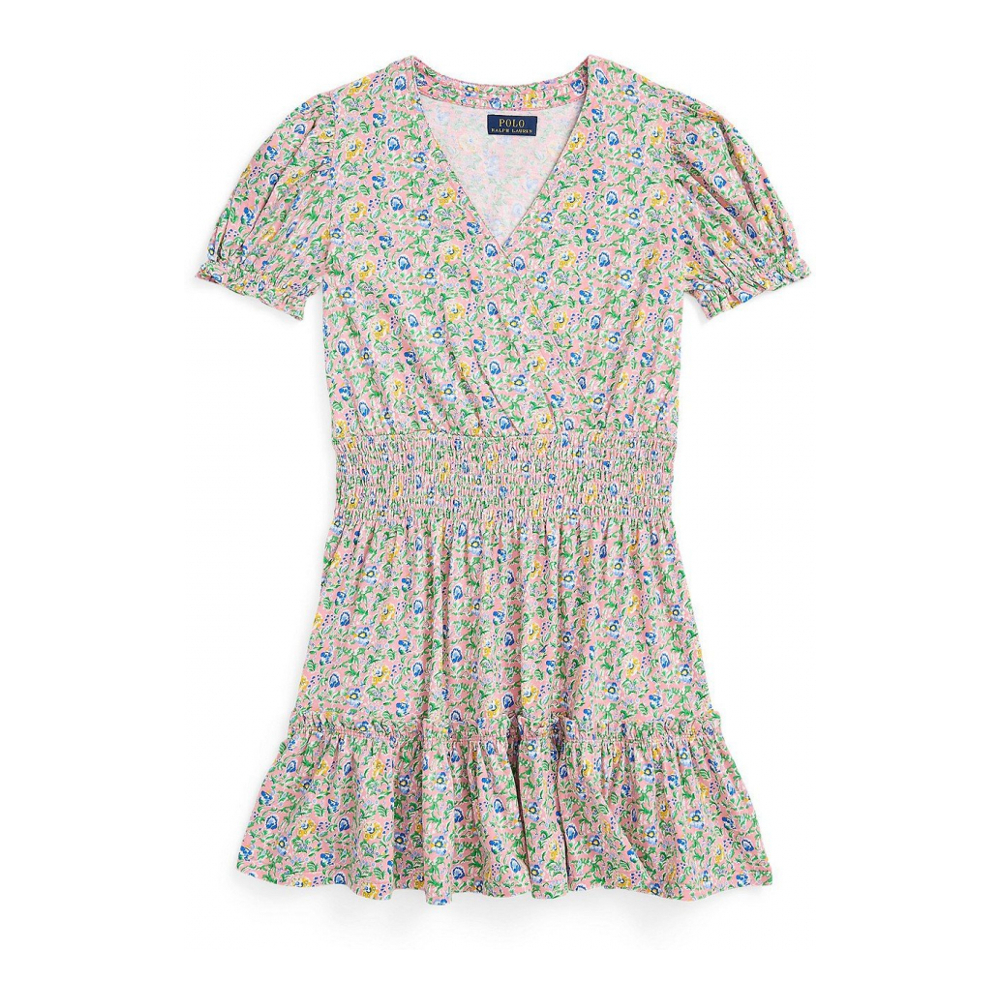 'Floral Faux-Wrap Cotton Jersey Dress' pour Grandes filles