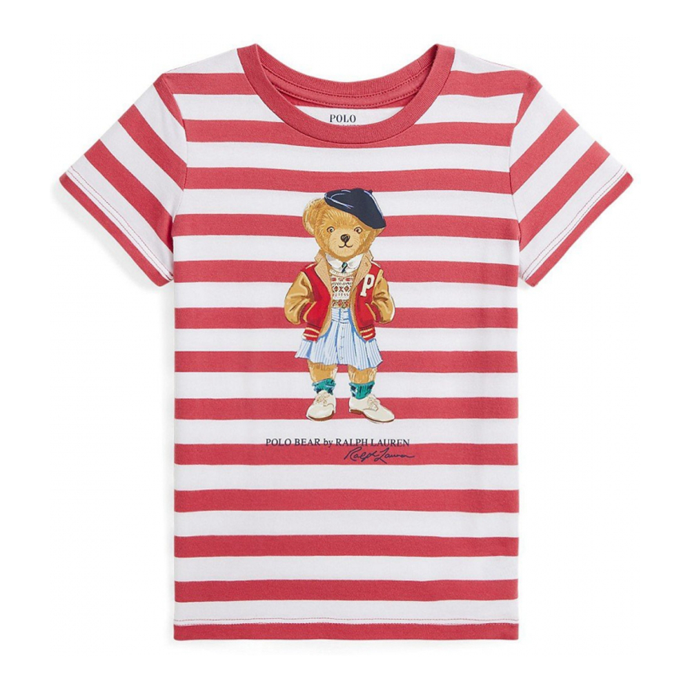 Toddler & Little Girl's 'Striped Polo Bear' T-Shirt