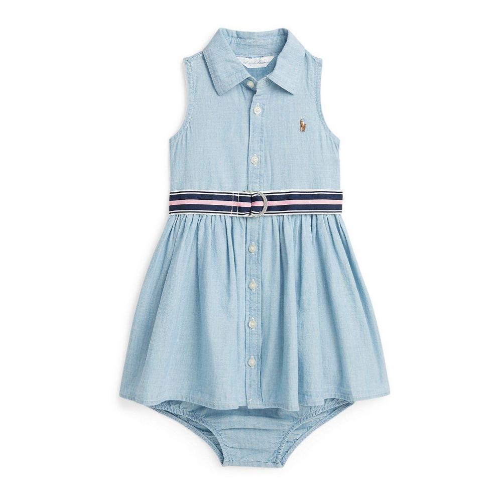 Baby Girl's 'Belted Chambray' Shirtdress