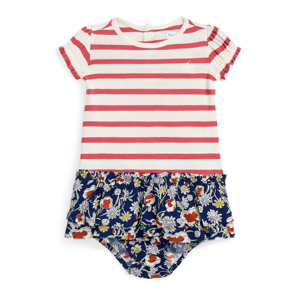 Baby Girl's 'Striped Cotton-Blend Dress and Bloomer Set'