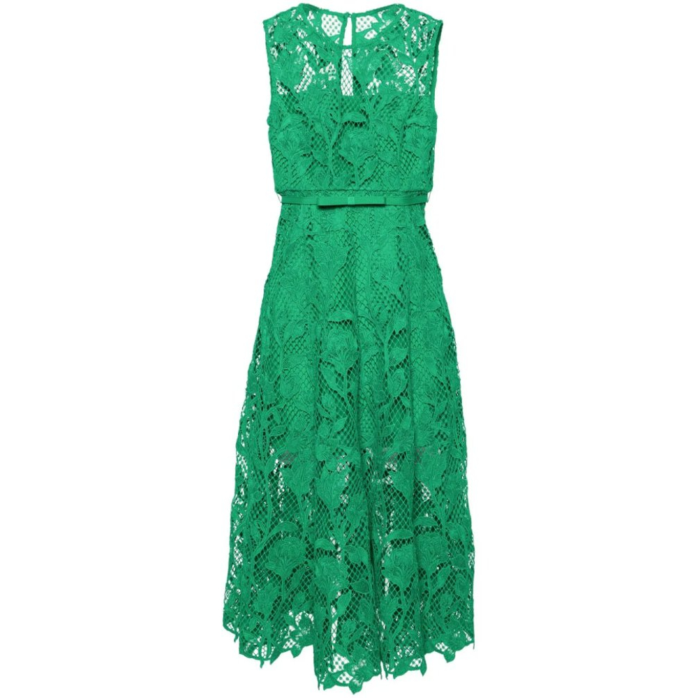 'Guipure-Lace Belted' Midi Kleid für Damen