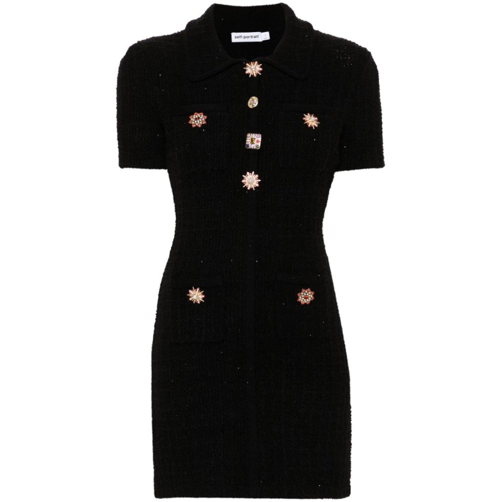 Women's 'Jewel-Buttons Knitted' Mini Dress