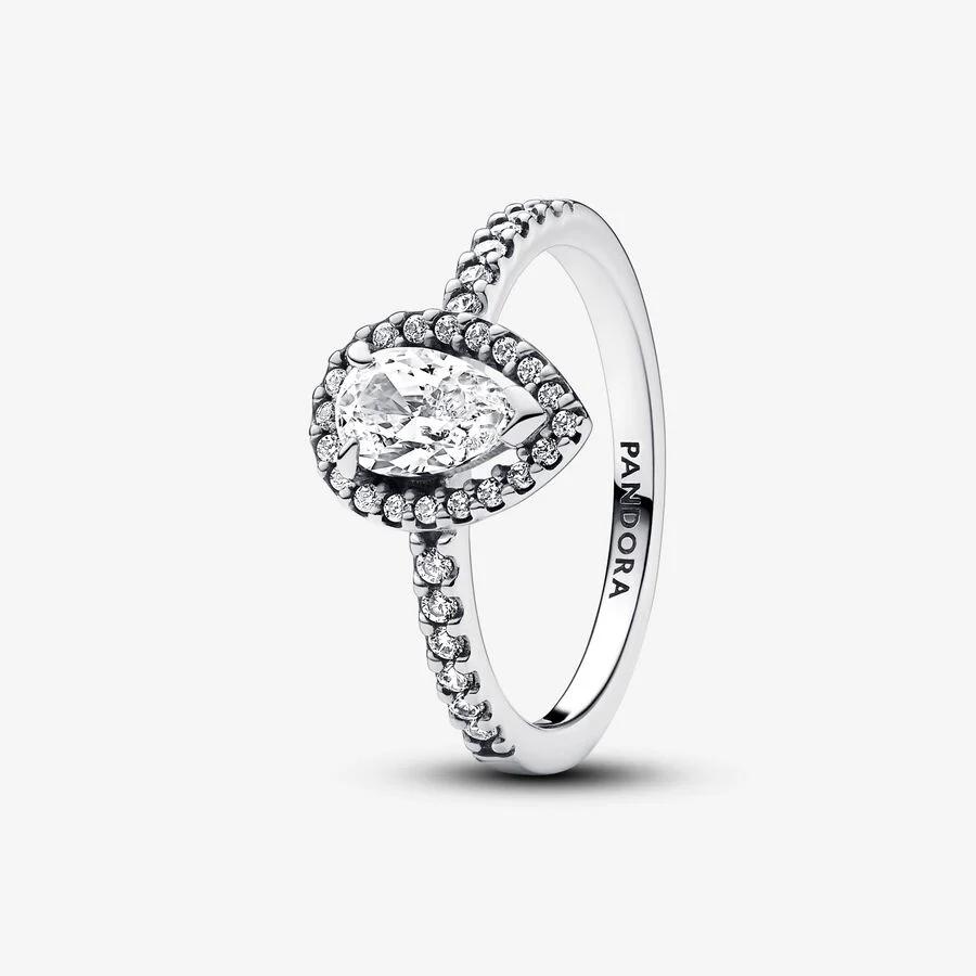 Women's 'Sparkling Pear Halo' Ring