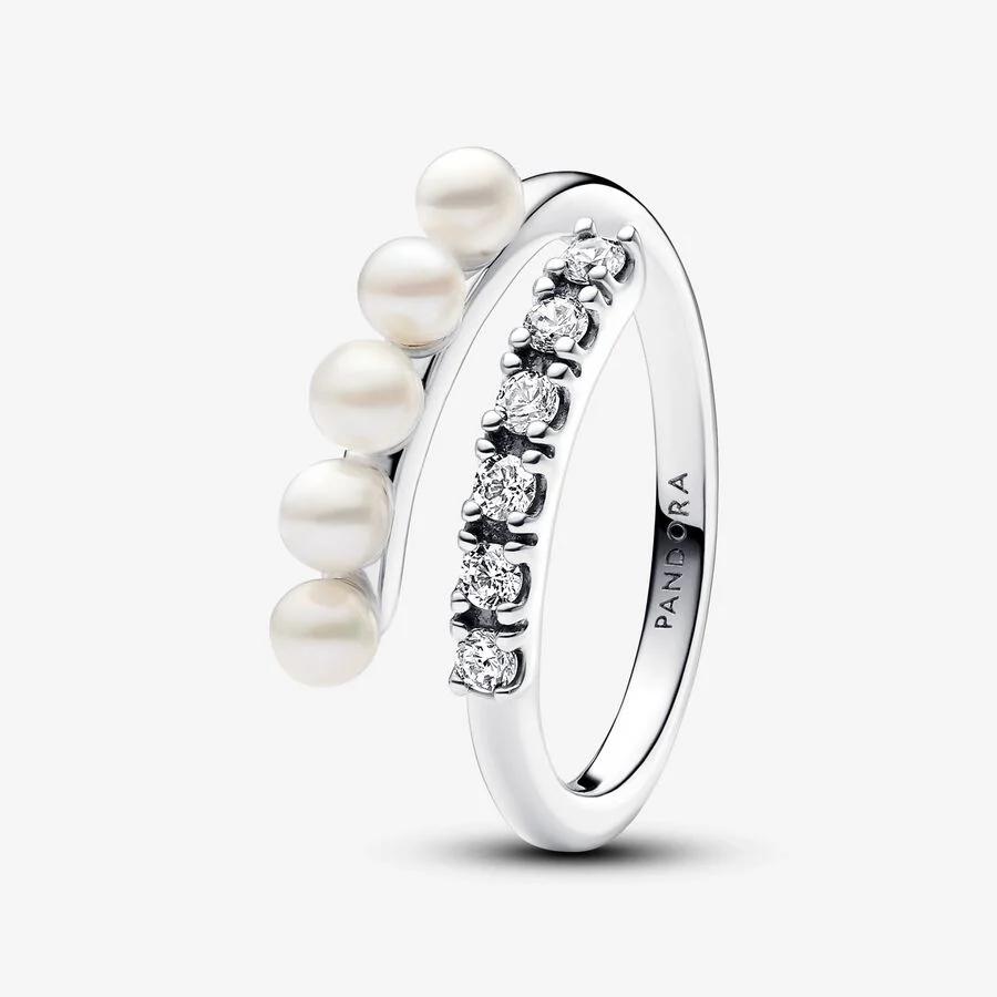 Women's 'Treated Freshwater Cultured Pearls & Pavé' Ring