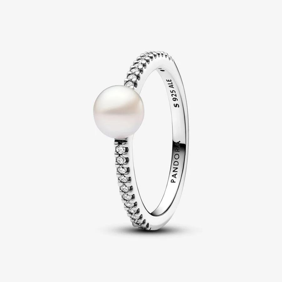 Women's 'Treated Freshwater Cultured Pearl & Pavé' Ring