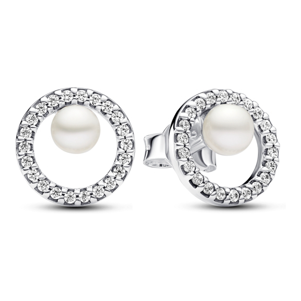 Women's 'Treated Freshwater Cultured Pearl Pave Halo' Earrings