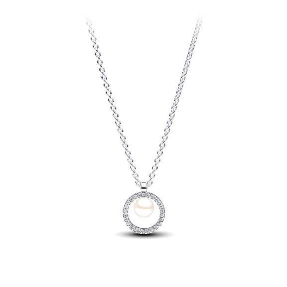 'Treated Freshwater Cultured Pearl & Pave' Halskette für Damen