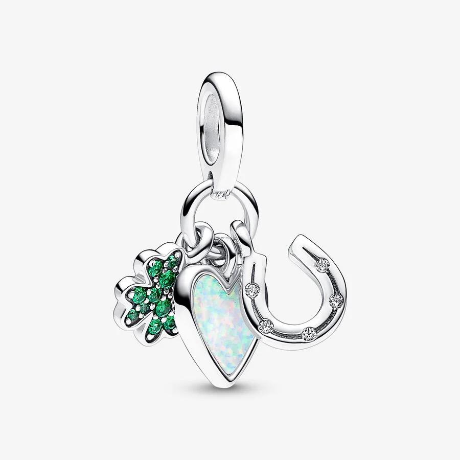 Women's 'Four Leaf Clover, Heart and Horseshoe' Charm