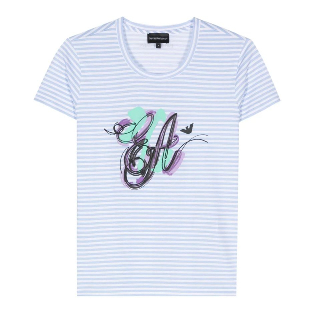 Women's 'Logo-Print Striped' T-Shirt