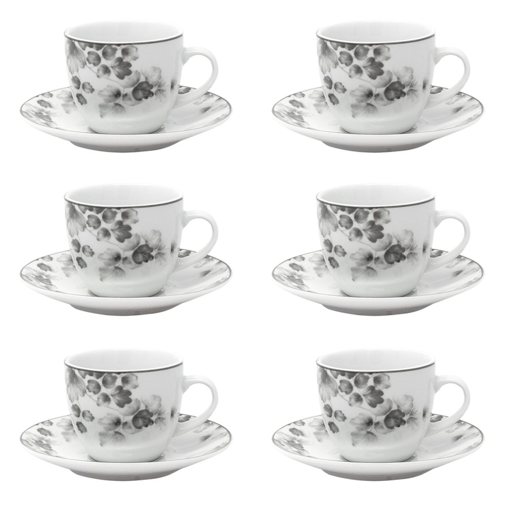 'Foliage' Coffee Cup & Saucer Set - 80 ml, 12 Pieces