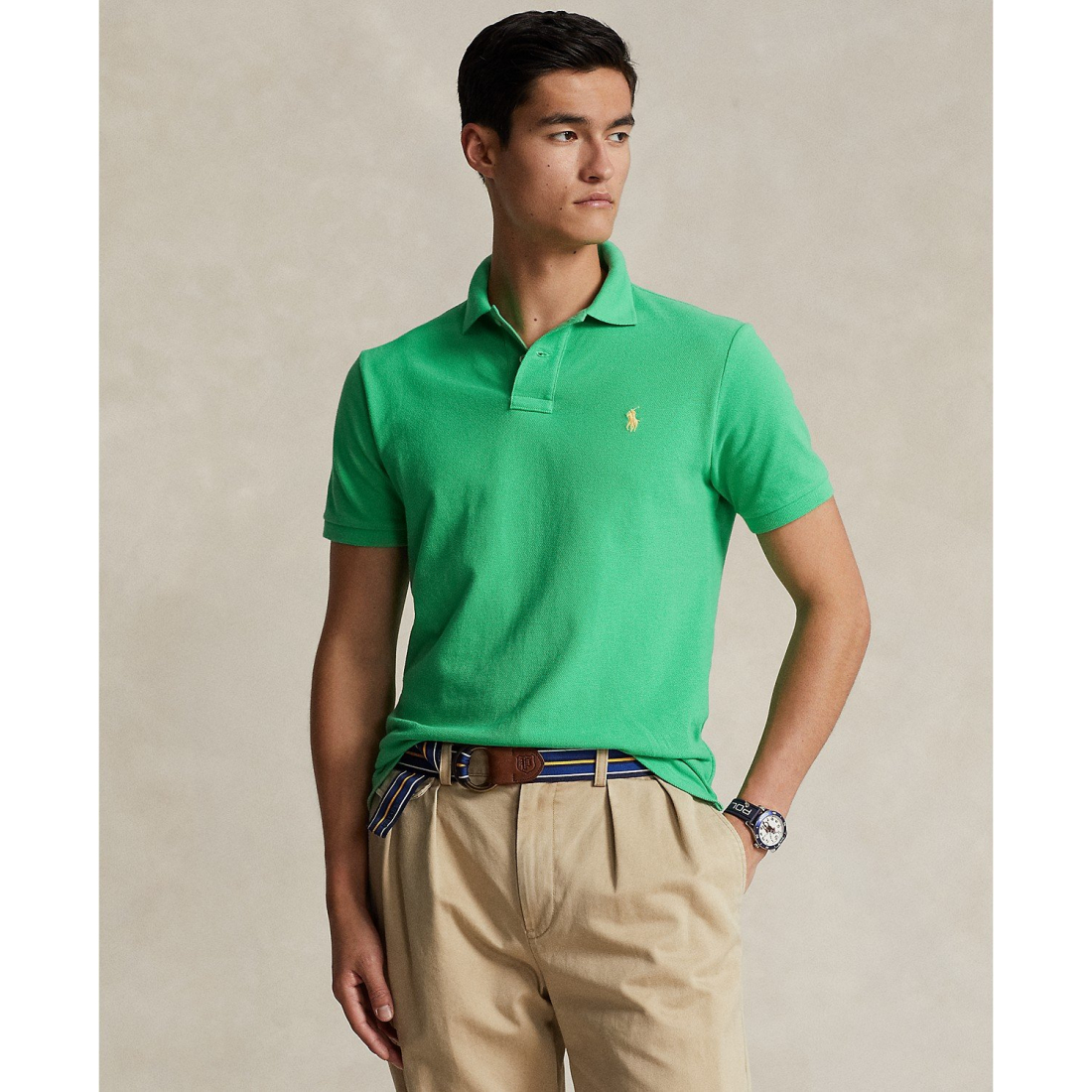 Classic-Fit Mesh Polo Shirt pour Hommes