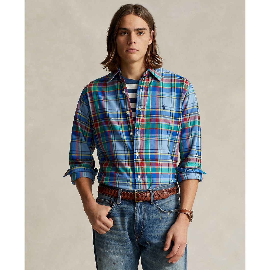 Men's Classic-Fit Plaid Oxford Shirt