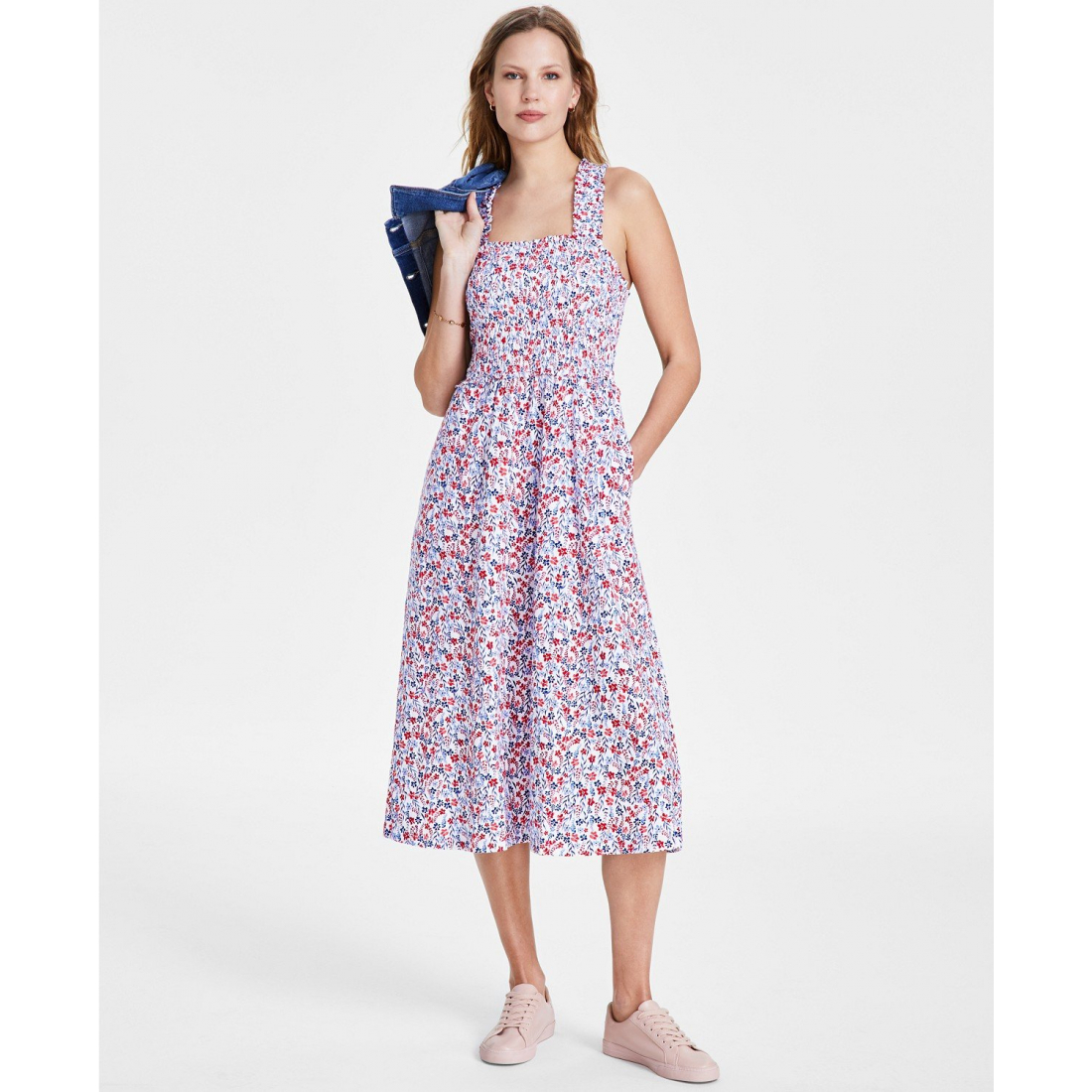 Women's 'Smocked Floral' Midi Dress