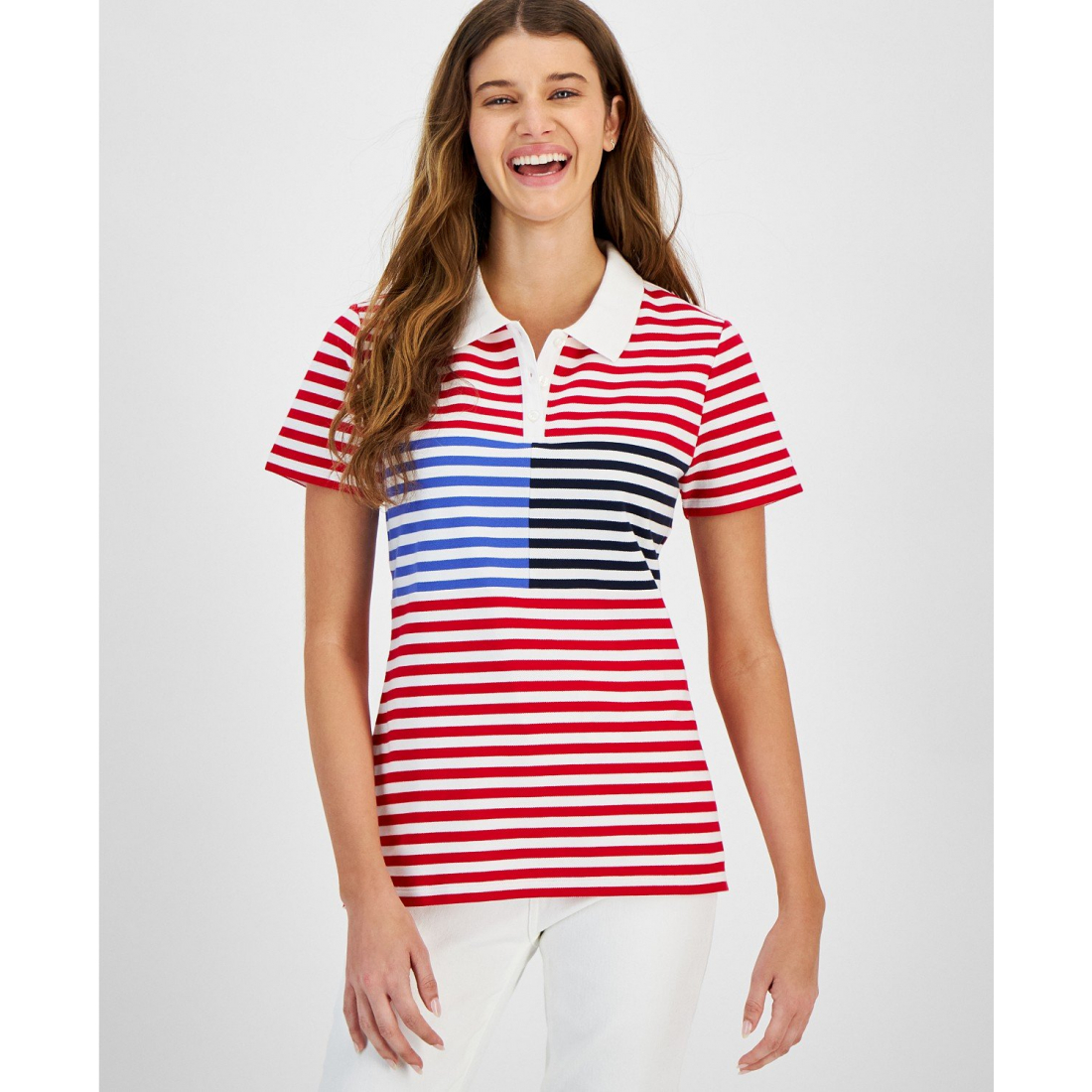 'Striped' Polohemd für Damen