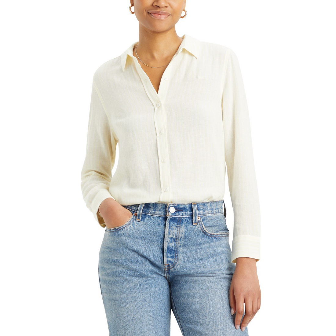 Women's 'The Classic Cotton Box-Pleat-Back Long-Sleeve' Shirt