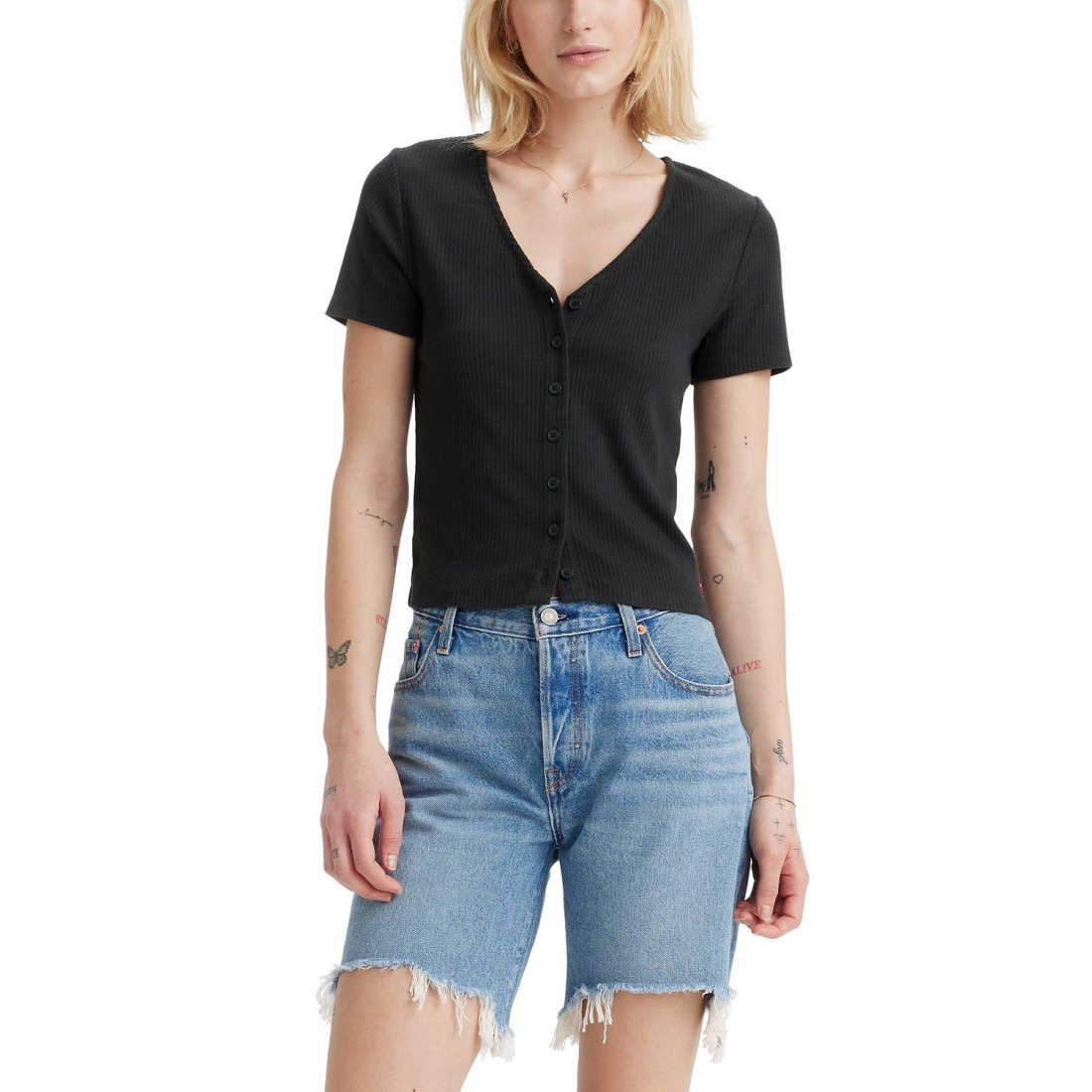 'Muse Short-Sleeve V-Neck' Top für Damen