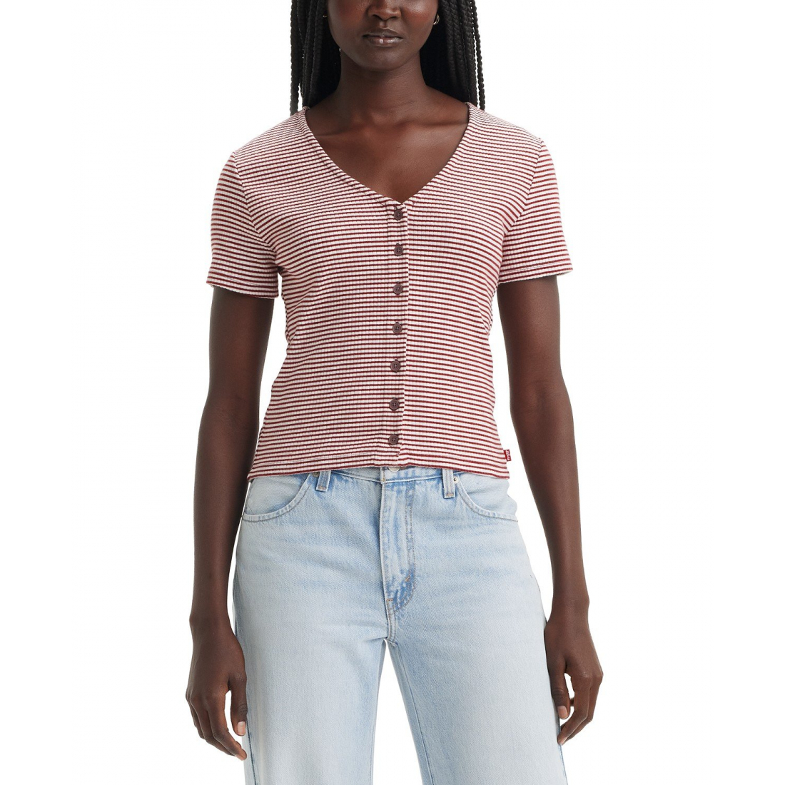 'Muse Short-Sleeve V-Neck' Top für Damen