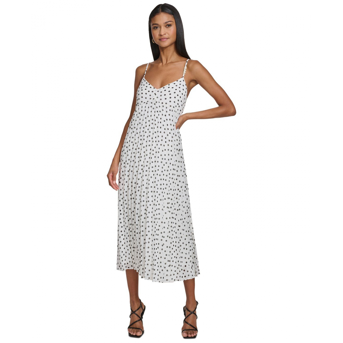 Women's 'Polka-Dot Pleated A-Line' A-line Dress
