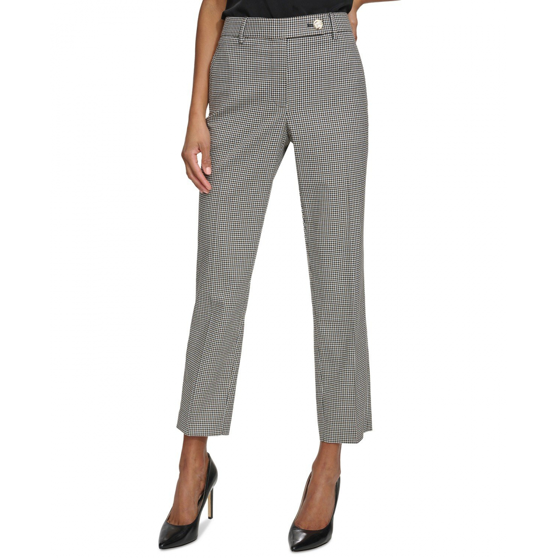 Women's 'Checkered Mid Rise Straight-Leg' Trousers