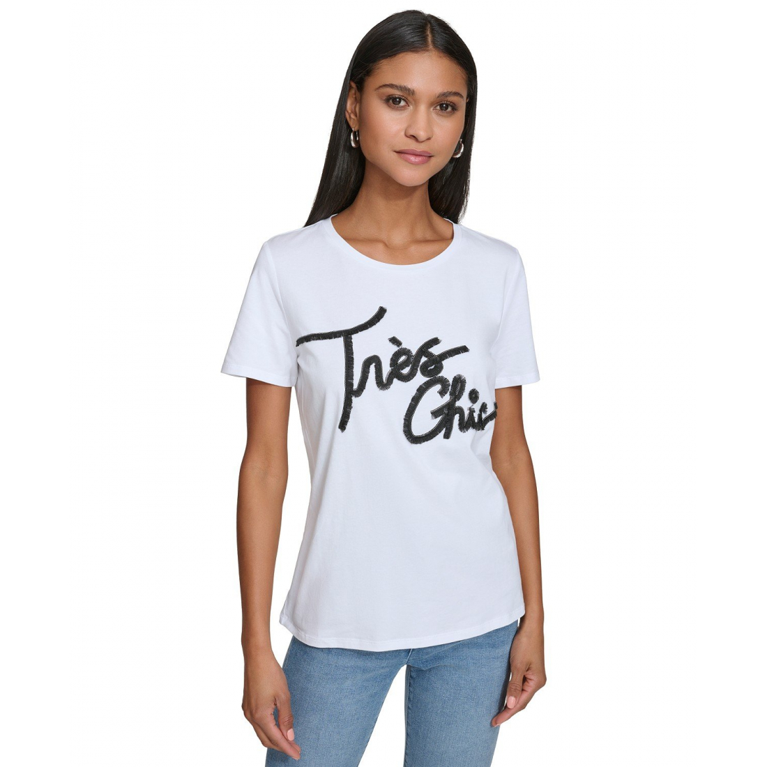 'Tres Chic Fringe-Logo' T-Shirt für Damen
