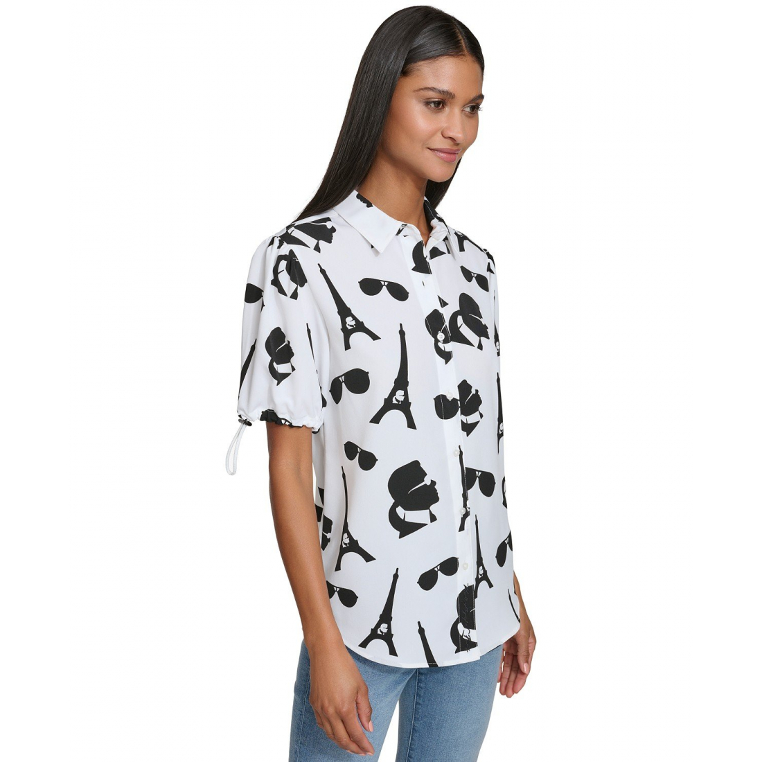 Women's 'Printed Bungee-Sleeve' Shirt