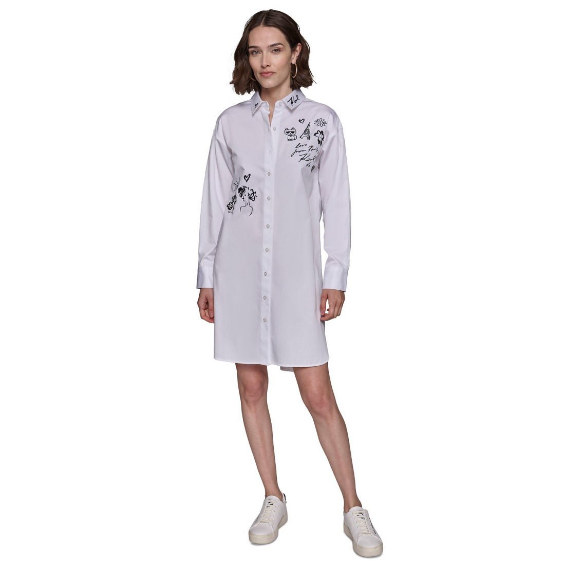 Robe chemise 'Embroidered Poplin Oversized Button-Down' pour Femmes