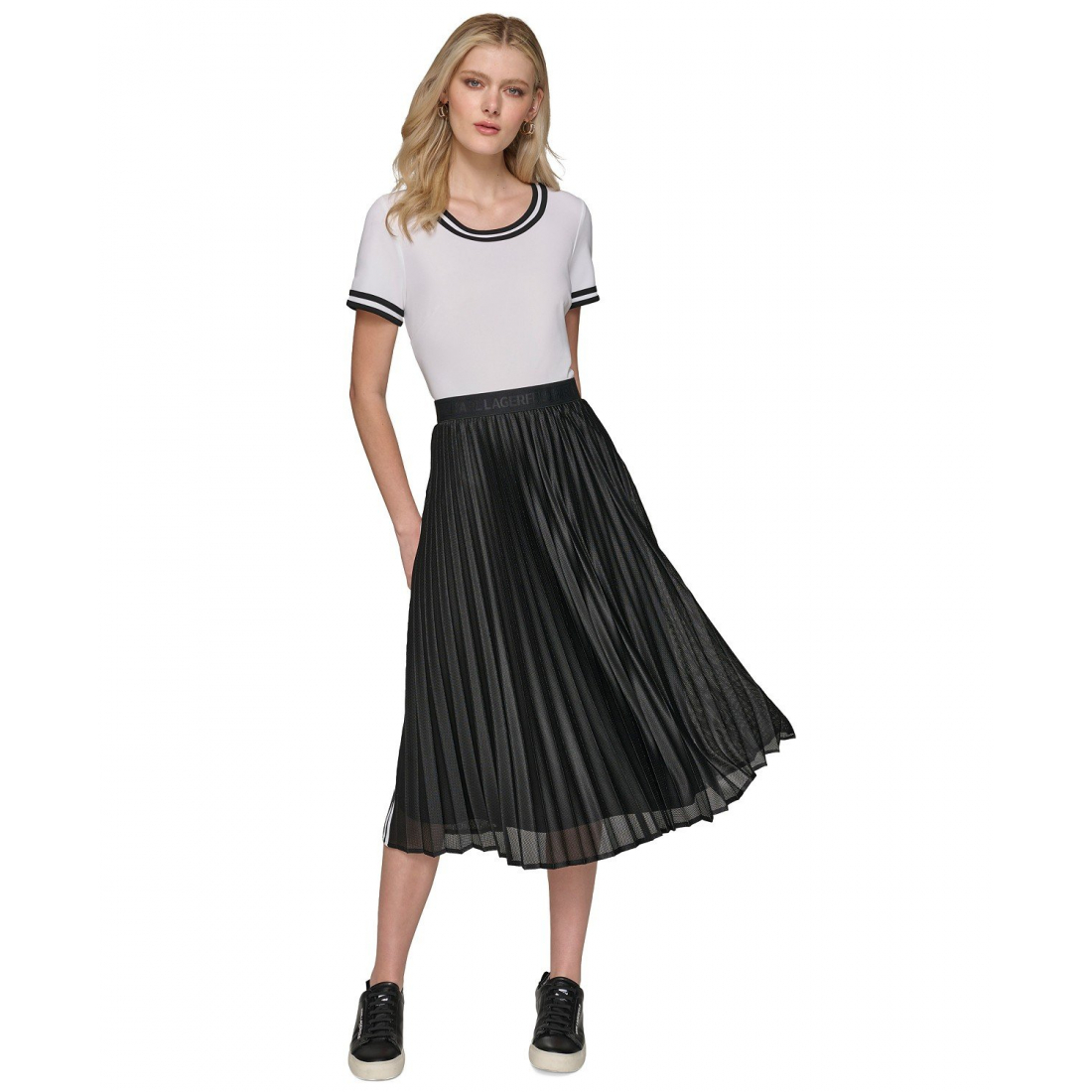 'Pleated T-Shirt' Midi Kleid für Damen