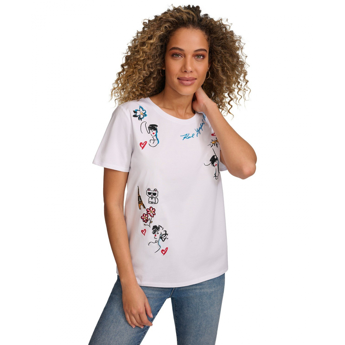 'Embroidered' T-Shirt für Damen