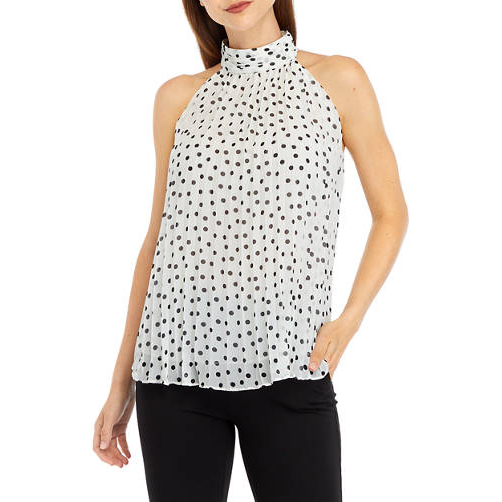 Haut sans manches 'Pleated Halter Dot Print' pour Femmes