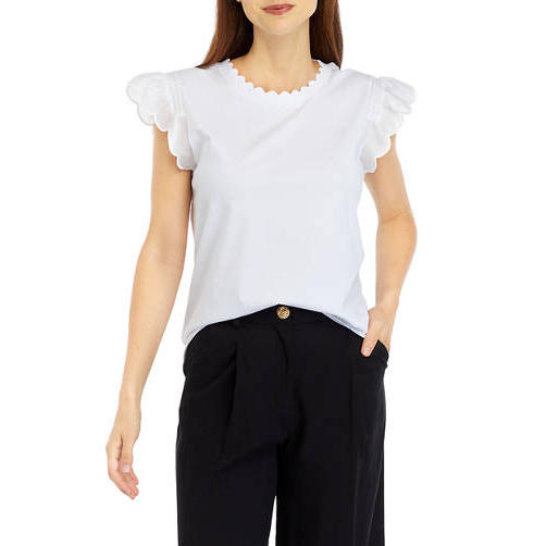 Top à manches courtes 'Ruffle Sleeve Woven' pour Femmes