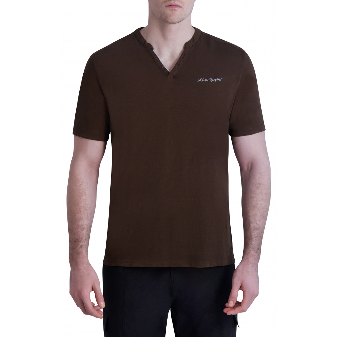 'Slub Cotton Henley Shirt' pour Hommes