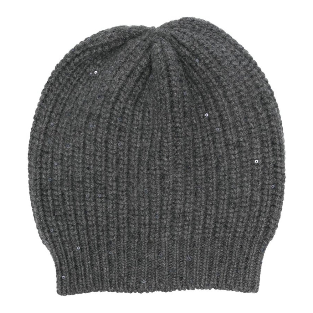 Bonnet 'Sequin-Embellished Ribbed-Knit' pour Femmes