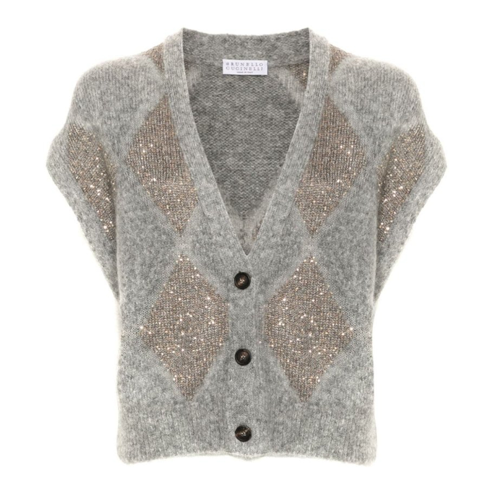 Women's 'Sequin-Embellished' Short Sleeved Cardigan