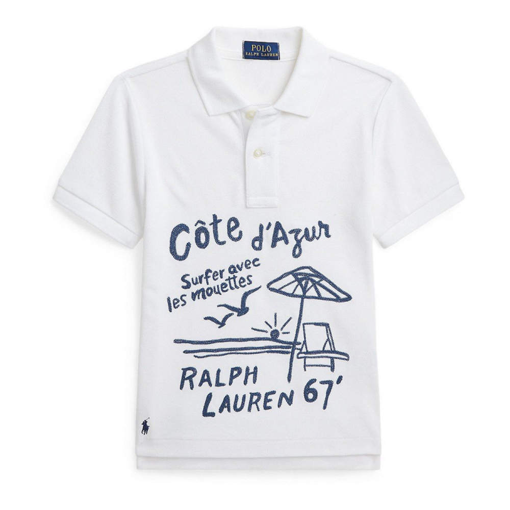 Toddler & Little Boy's 'Embroidered Cotton Mesh Polo Shirt'