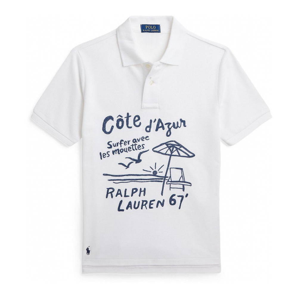 'Embroidered Cotton Mesh Polo Shirt' pour Grands garçons