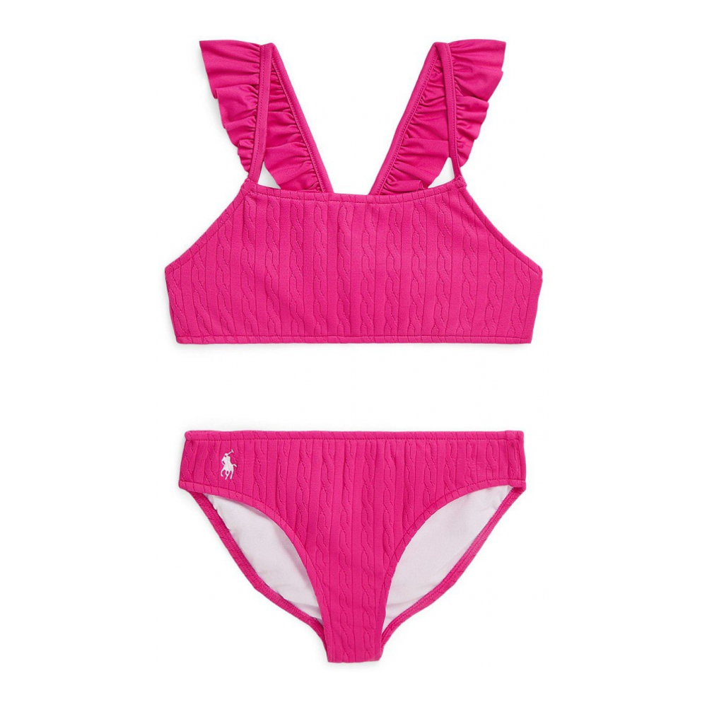 Toddler & Little Girl's 'Cable-Knit Ruffled Two-Piece' Swimsuit