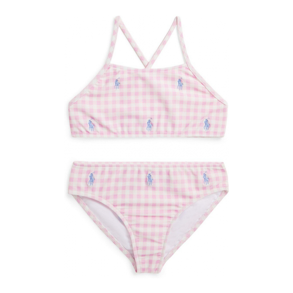 Toddler & Little Girl's 'Gingham Polo Pony Two-Piece' Swimsuit