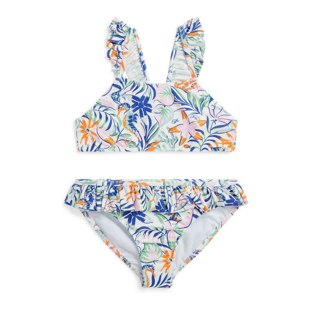 Toddler & Little Girl's 'Tropical-Print Two-Piece' Swimsuit