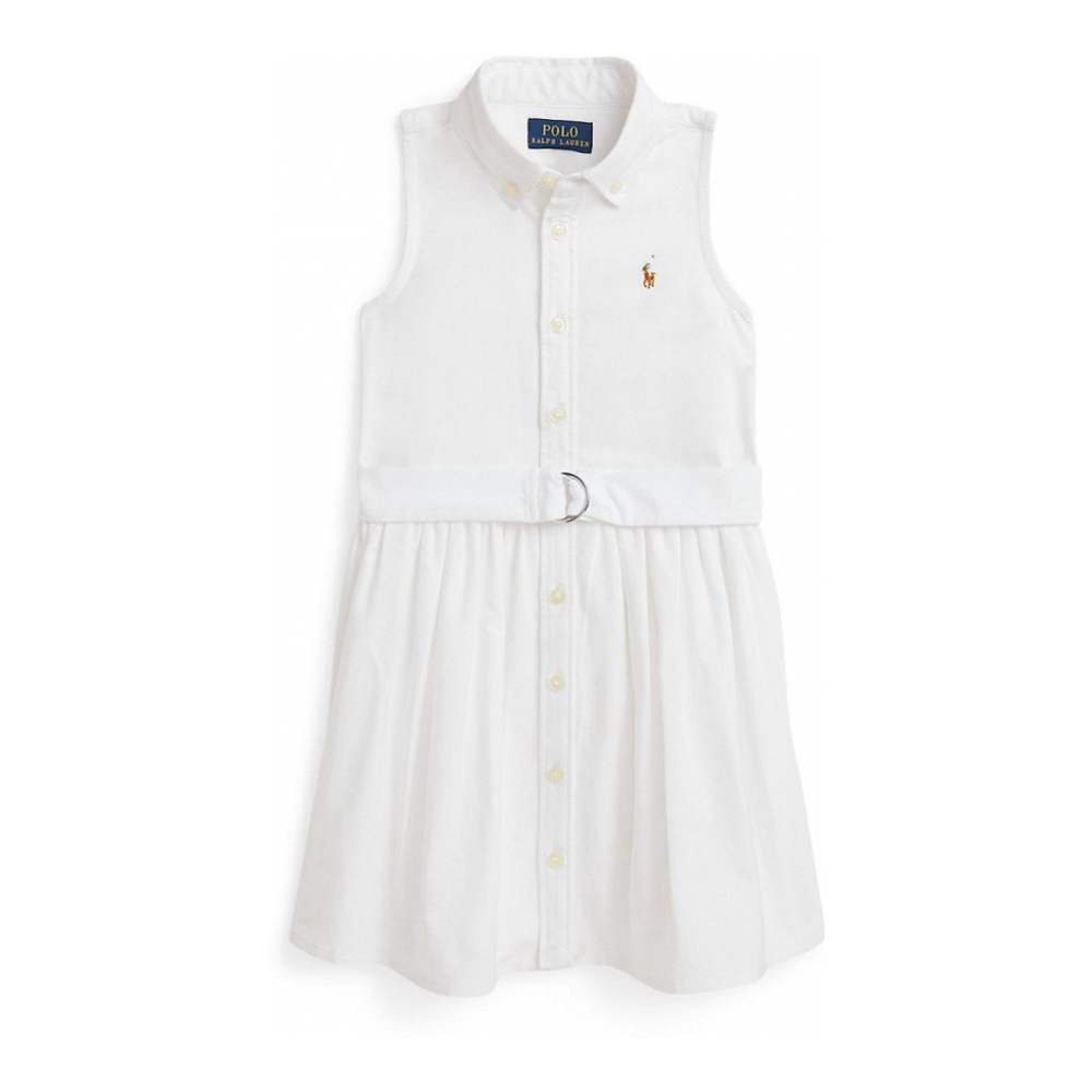 'Belted Cotton Oxford' Hemdkleid für kleinkind & kleine Mädchen