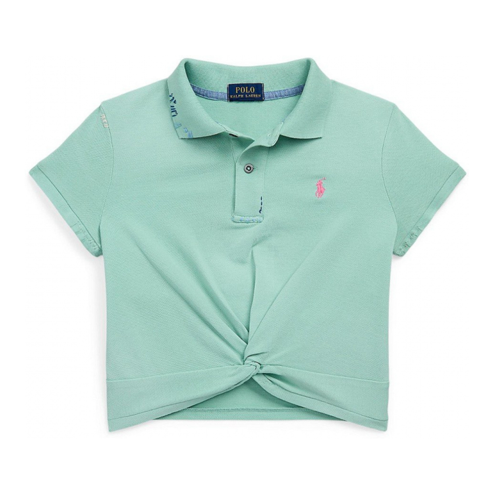 Toddler & Little Girl's 'Twist-Front Stretch Mesh' Polo Shirt