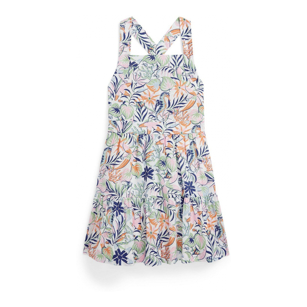 'Tropical-Print Linen-Cotton' Kleid für kleinkind & kleine Mädchen