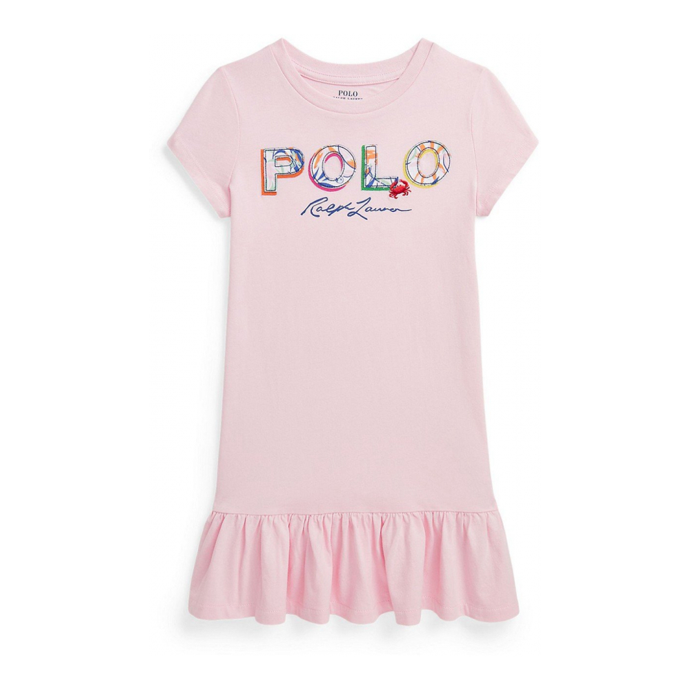 'Tropical-Logo Cotton Jersey' T-Shirt-Kleid für kleinkind & kleine Mädchen