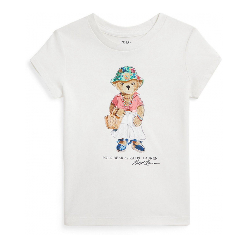 'Polo Bear Cotton Jersey' T-Shirt für kleinkind & kleine Mädchen