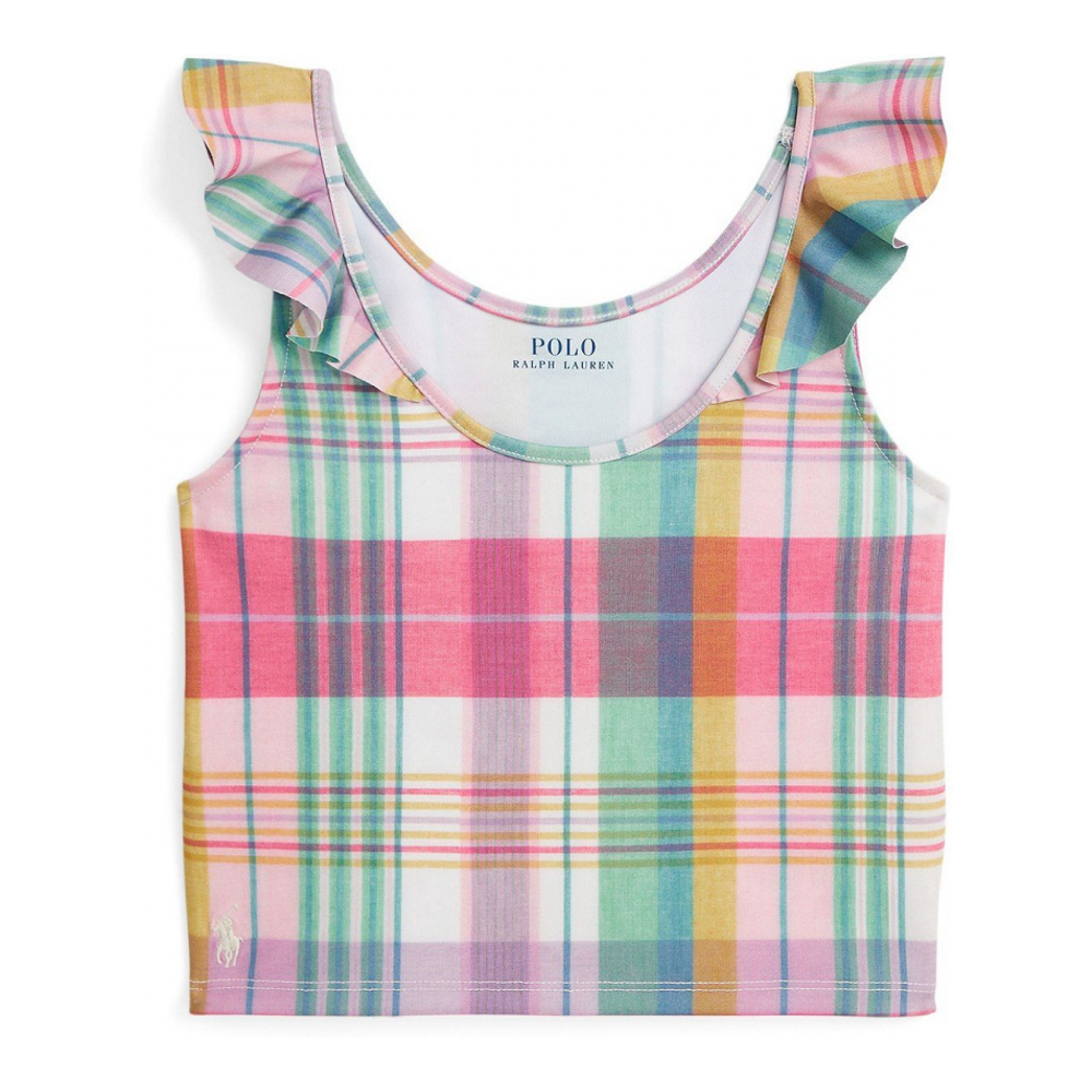 'Madras-Print Performance Jersey Top' pour Grandes filles