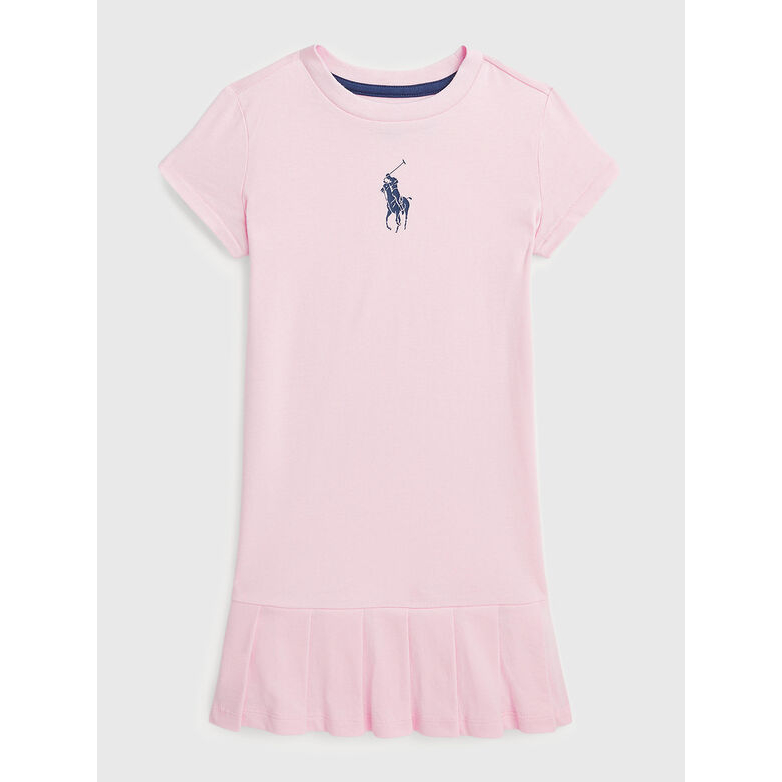 'Big Pony Pleated Cotton Jersey' T-Shirt-Kleid für Kleine Mädchen
